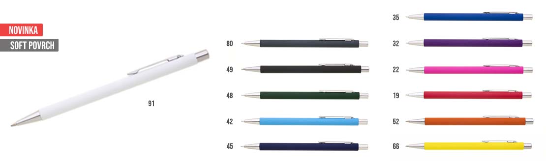 kovová propiska METRI SOFT kovová reklamní propiska s pogumovaným povrchem